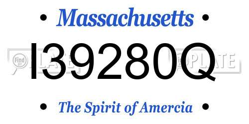I39280Q Massachusetts License Plate
