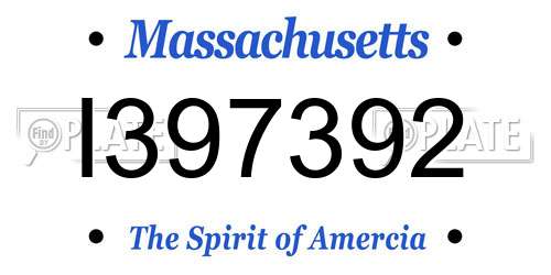 I397392 Massachusetts License Plate