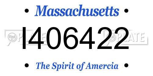 I406422 Massachusetts License Plate