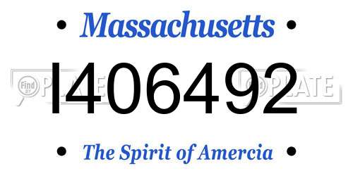 I406492 Massachusetts License Plate