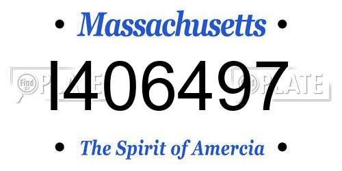 I406497 Massachusetts License Plate