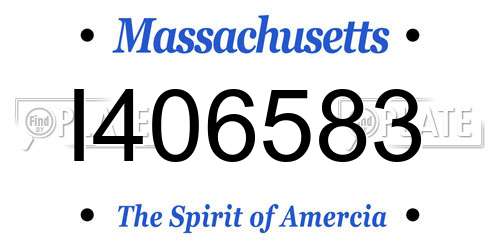 I406583 Massachusetts License Plate