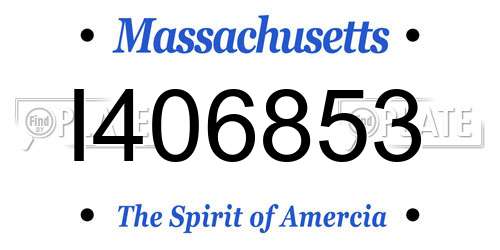I406853 Massachusetts License Plate