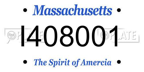I408001 Massachusetts License Plate