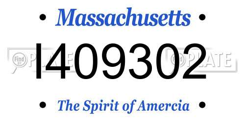 I409302 Massachusetts License Plate