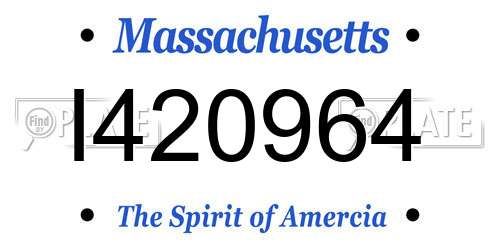I420964 Massachusetts License Plate