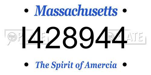 I428944 Massachusetts License Plate