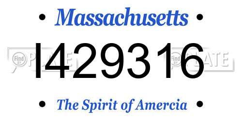 I429316 Massachusetts License Plate