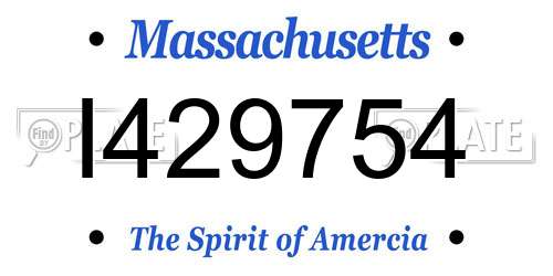 I429754 Massachusetts License Plate