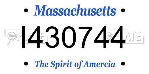 I430744 Massachusetts License Plate