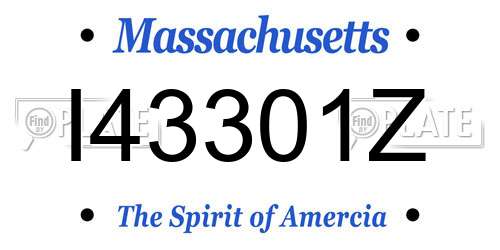 I43301Z Massachusetts License Plate