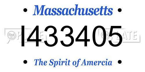 I433405 Massachusetts License Plate