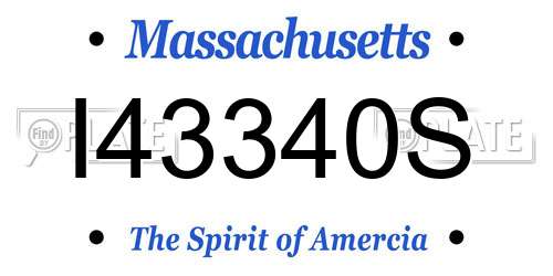 I43340S Massachusetts License Plate