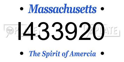 I433920 Massachusetts License Plate