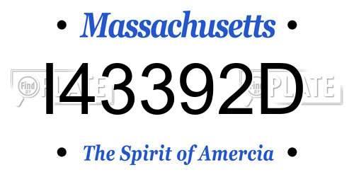 I43392D Massachusetts License Plate