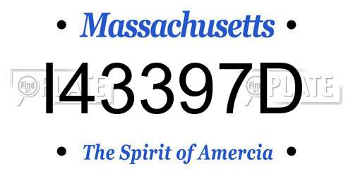 I43397D Massachusetts License Plate