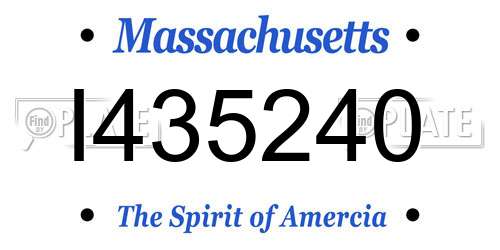 I435240 Massachusetts License Plate
