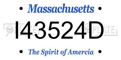 I43524D Massachusetts License Plate
