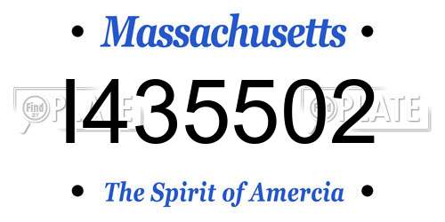 I435502 Massachusetts License Plate