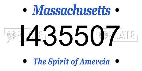 I435507 Massachusetts License Plate