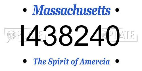 I438240 Massachusetts License Plate
