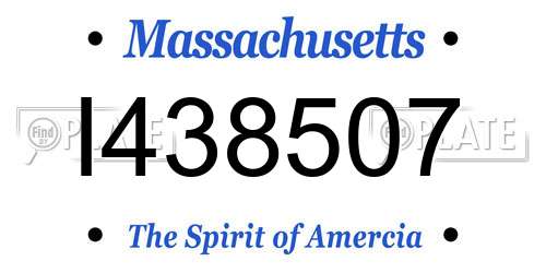 I438507 Massachusetts License Plate
