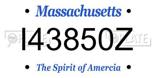 I43850Z Massachusetts License Plate