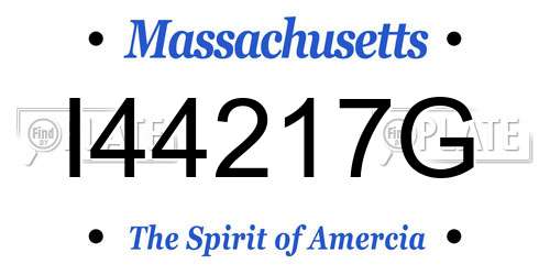 I44217G Massachusetts License Plate