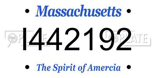 I442192 Massachusetts License Plate