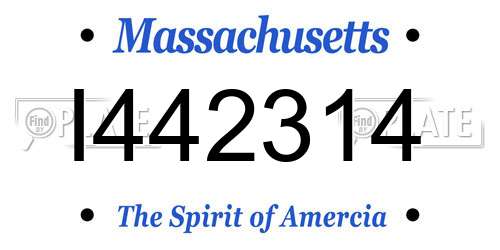 I442314 Massachusetts License Plate