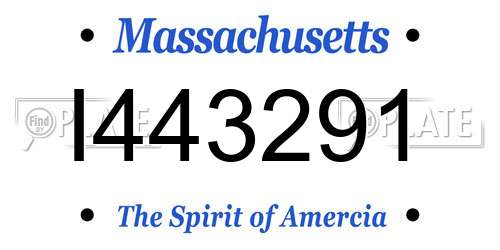 I443291 Massachusetts License Plate