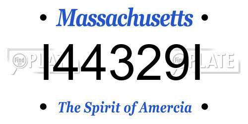 I44329I Massachusetts License Plate