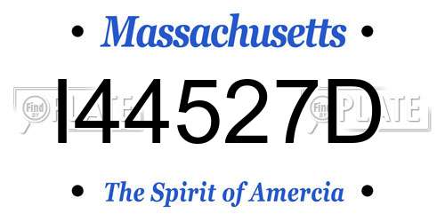 I44527D Massachusetts License Plate