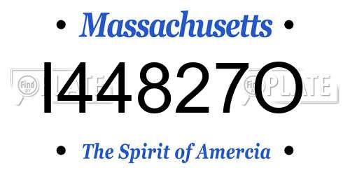 I44827O Massachusetts License Plate