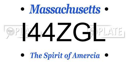 I44ZGL Massachusetts License Plate