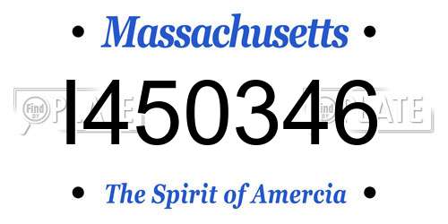 I450346 Massachusetts License Plate