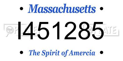 I451285 Massachusetts License Plate