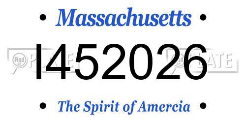 I452026 Massachusetts License Plate