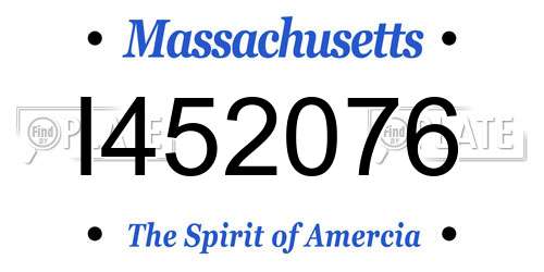 I452076 Massachusetts License Plate