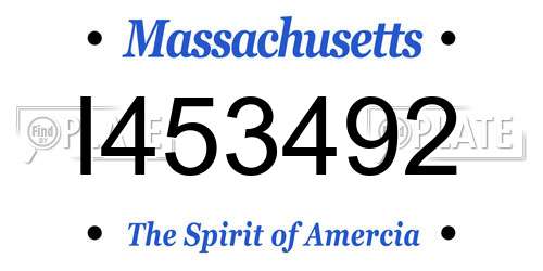 I453492 Massachusetts License Plate