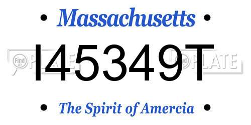 I45349T Massachusetts License Plate