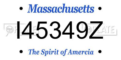 I45349Z Massachusetts License Plate