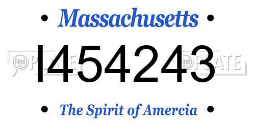 I454243 Massachusetts License Plate