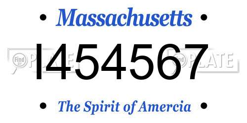I454567 Massachusetts License Plate