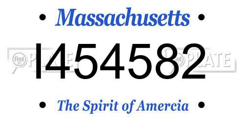 I454582 Massachusetts License Plate