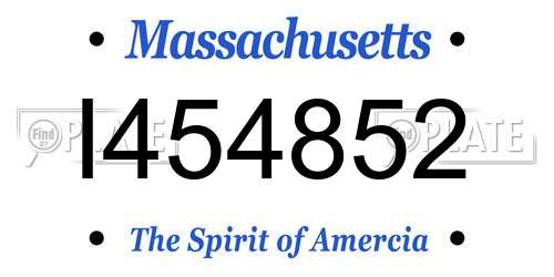 I454852 Massachusetts License Plate