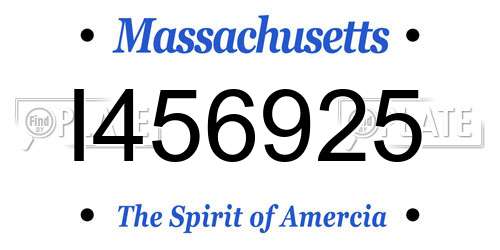 I456925 Massachusetts License Plate