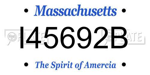 I45692B Massachusetts License Plate
