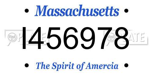 I456978 Massachusetts License Plate