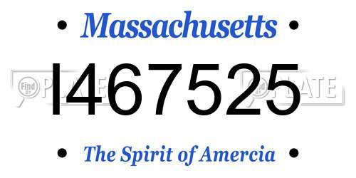 I467525 Massachusetts License Plate